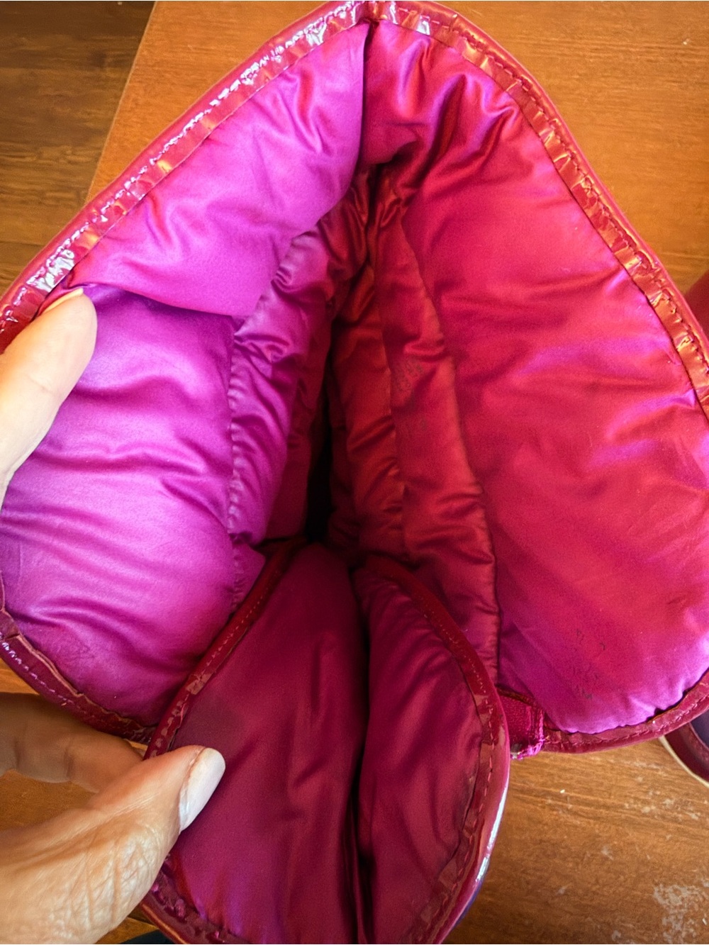 Coach Women’s Size 10B Pink Burgundy Geometric Puffer Boots - Picture 5 of 6